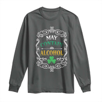 Funny May Contain Alcohol Long Sleeve Shirt Irish Beer Drinking St Patrick's Day