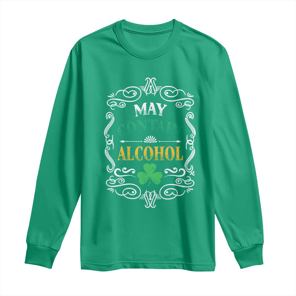 Funny May Contain Alcohol Long Sleeve Shirt Irish Beer Drinking St Patrick's Day