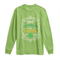 Funny May Contain Alcohol Long Sleeve Shirt Irish Beer Drinking St Patrick's Day