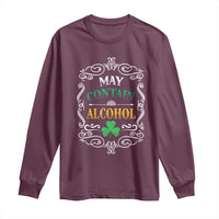Funny May Contain Alcohol Long Sleeve Shirt Irish Beer Drinking St Patrick's Day