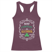 Funny May Contain Alcohol Racerback Tank Top Irish Beer Drinking St Patrick's Day