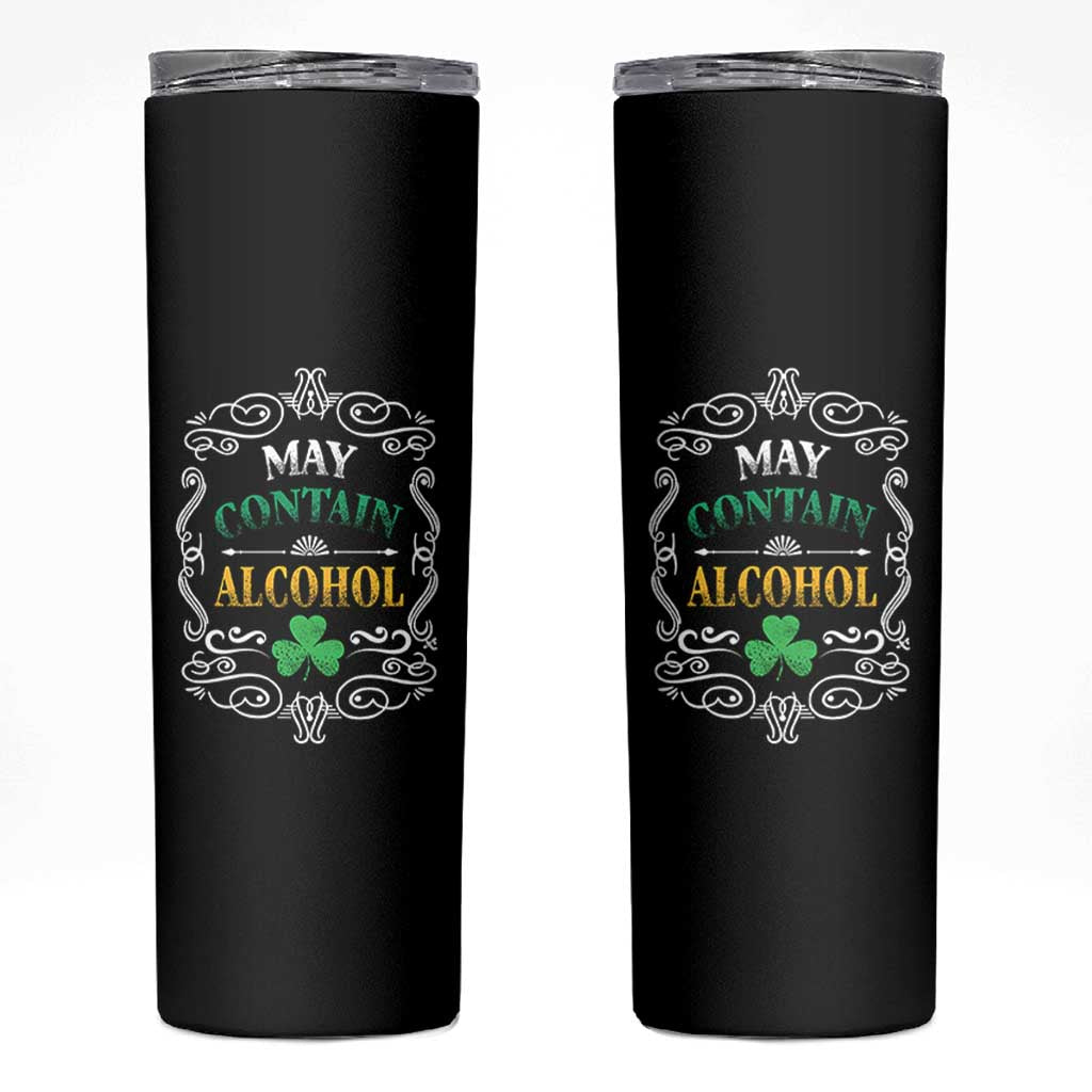 Funny May Contain Alcohol Skinny Tumbler Irish Beer Drinking St Patrick's Day - Wonder Print Shop