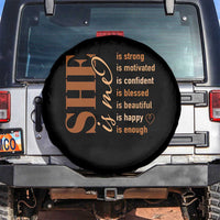 Woman Affirmation Spare Tire Cover She Is Strong Motivated Confident Blessed Beautiful Melanin Color