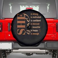 Woman Affirmation Spare Tire Cover She Is Strong Motivated Confident Blessed Beautiful Melanin Color