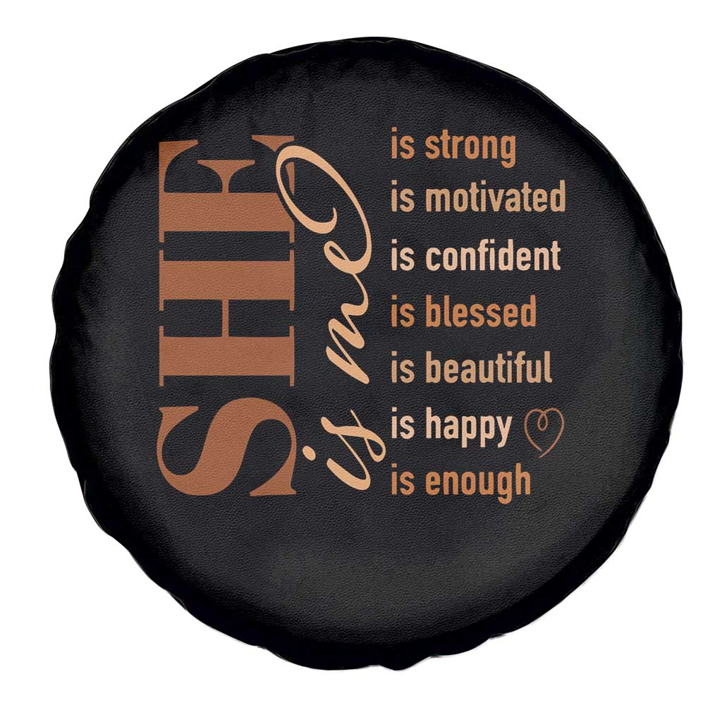 Woman Affirmation Spare Tire Cover She Is Strong Motivated Confident Blessed Beautiful Melanin Color