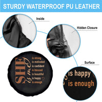 Woman Affirmation Spare Tire Cover She Is Strong Motivated Confident Blessed Beautiful Melanin Color