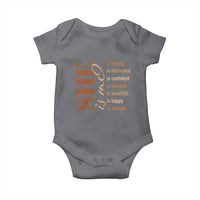 Woman Affirmation Baby Onesie She Is Strong Motivated Confident Blessed Beautiful Melanin Color