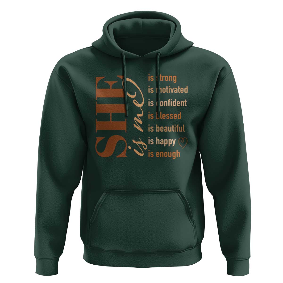 Woman Affirmation Hoodie She Is Strong Motivated Confident Blessed Beautiful Melanin Color