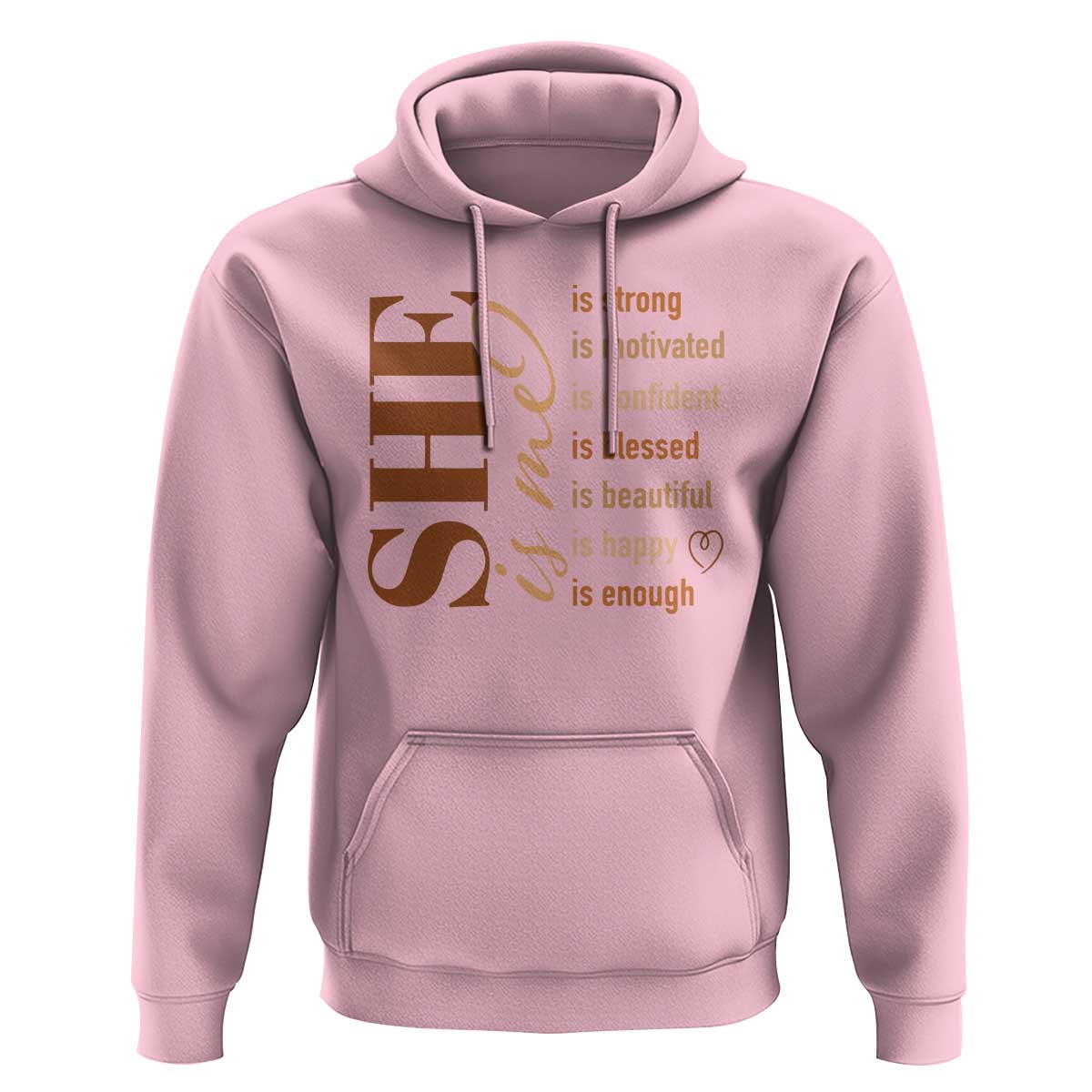 Woman Affirmation Hoodie She Is Strong Motivated Confident Blessed Beautiful Melanin Color