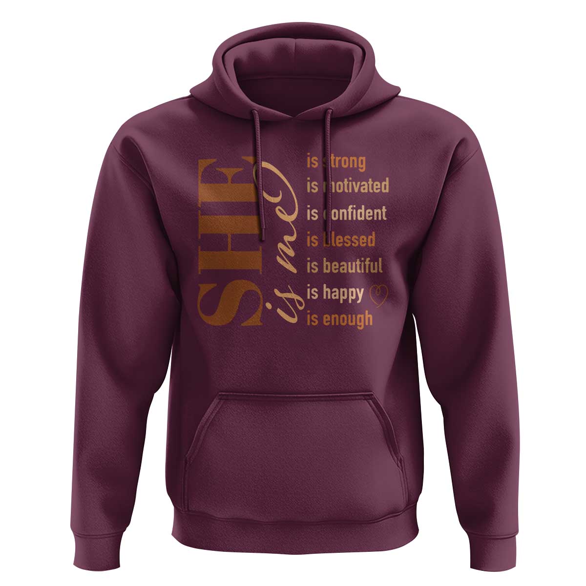 Woman Affirmation Hoodie She Is Strong Motivated Confident Blessed Beautiful Melanin Color