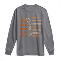 Woman Affirmation Long Sleeve Shirt She Is Strong Motivated Confident Blessed Beautiful Melanin Color