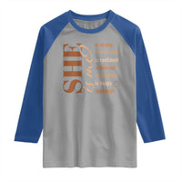 Woman Affirmation Raglan Shirt She Is Strong Motivated Confident Blessed Beautiful Melanin Color