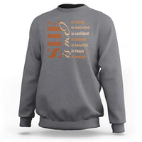 Woman Affirmation Sweatshirt She Is Strong Motivated Confident Blessed Beautiful Melanin Color