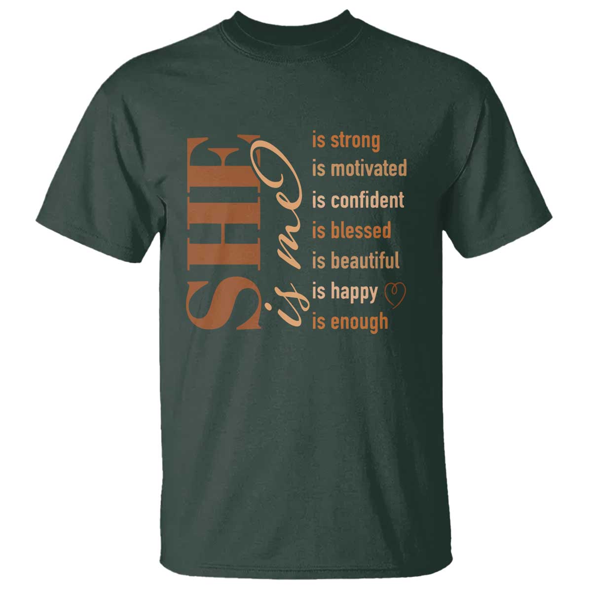 Woman Affirmation T Shirt She Is Strong Motivated Confident Blessed Beautiful Melanin Color
