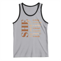 Woman Affirmation Tank Top She Is Strong Motivated Confident Blessed Beautiful Melanin Color