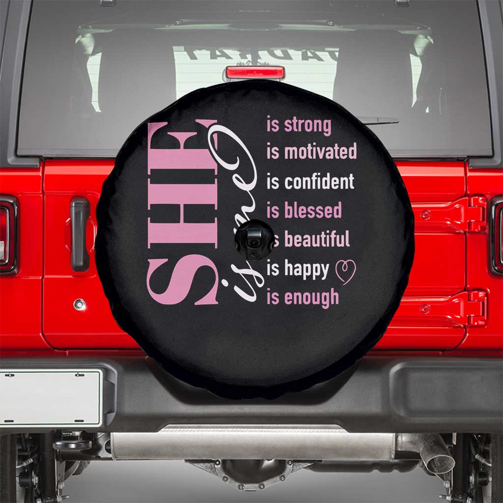 Woman Affirmation Spare Tire Cover She Is Strong Motivated Confident Blessed Beautiful