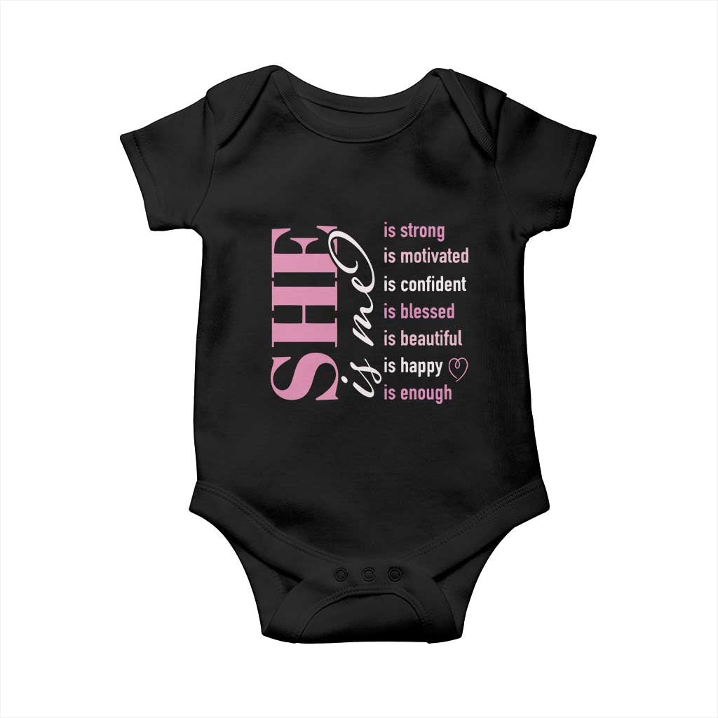 Woman Affirmation Baby Onesie She Is Strong Motivated Confident Blessed Beautiful