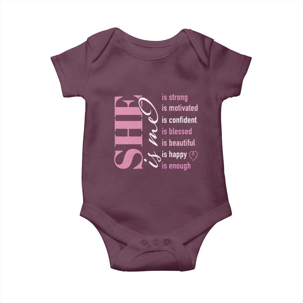 Woman Affirmation Baby Onesie She Is Strong Motivated Confident Blessed Beautiful