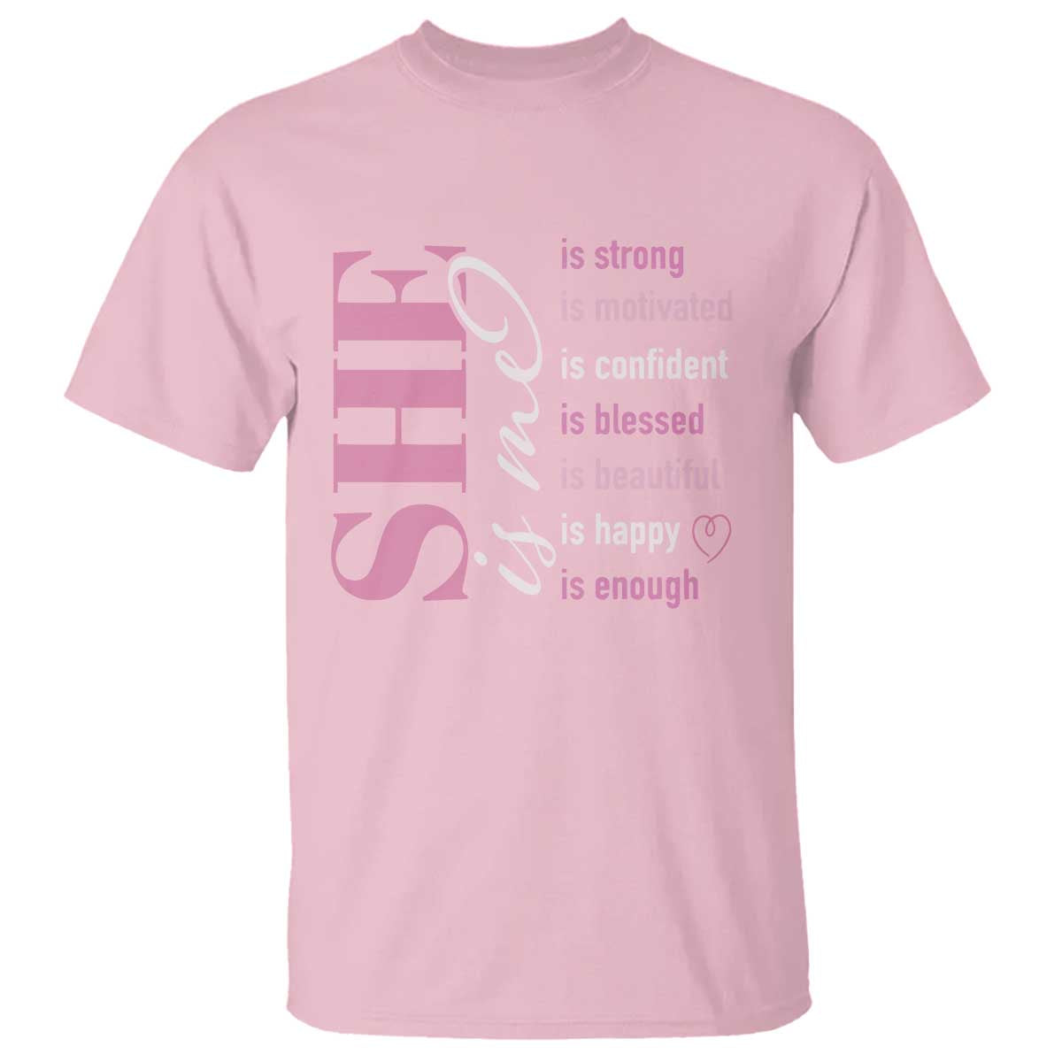 Woman Affirmation T Shirt She Is Strong Motivated Confident Blessed Beautiful