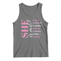 Woman Affirmation Tank Top She Is Strong Motivated Confident Blessed Beautiful