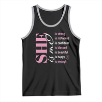 Woman Affirmation Tank Top She Is Strong Motivated Confident Blessed Beautiful