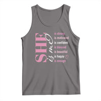 Woman Affirmation Tank Top She Is Strong Motivated Confident Blessed Beautiful