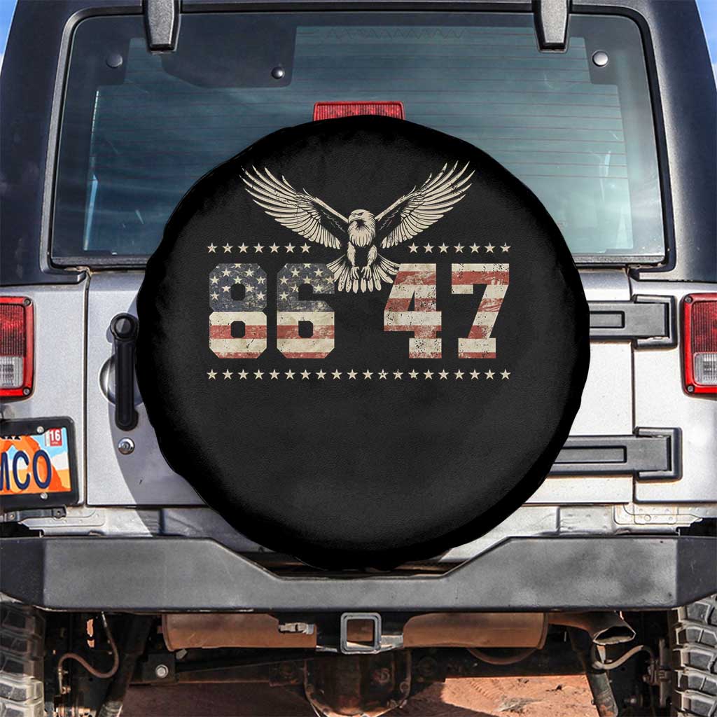 Funny Vintage 86 47 Spare Tire Cover Eagle Vintage American Flag