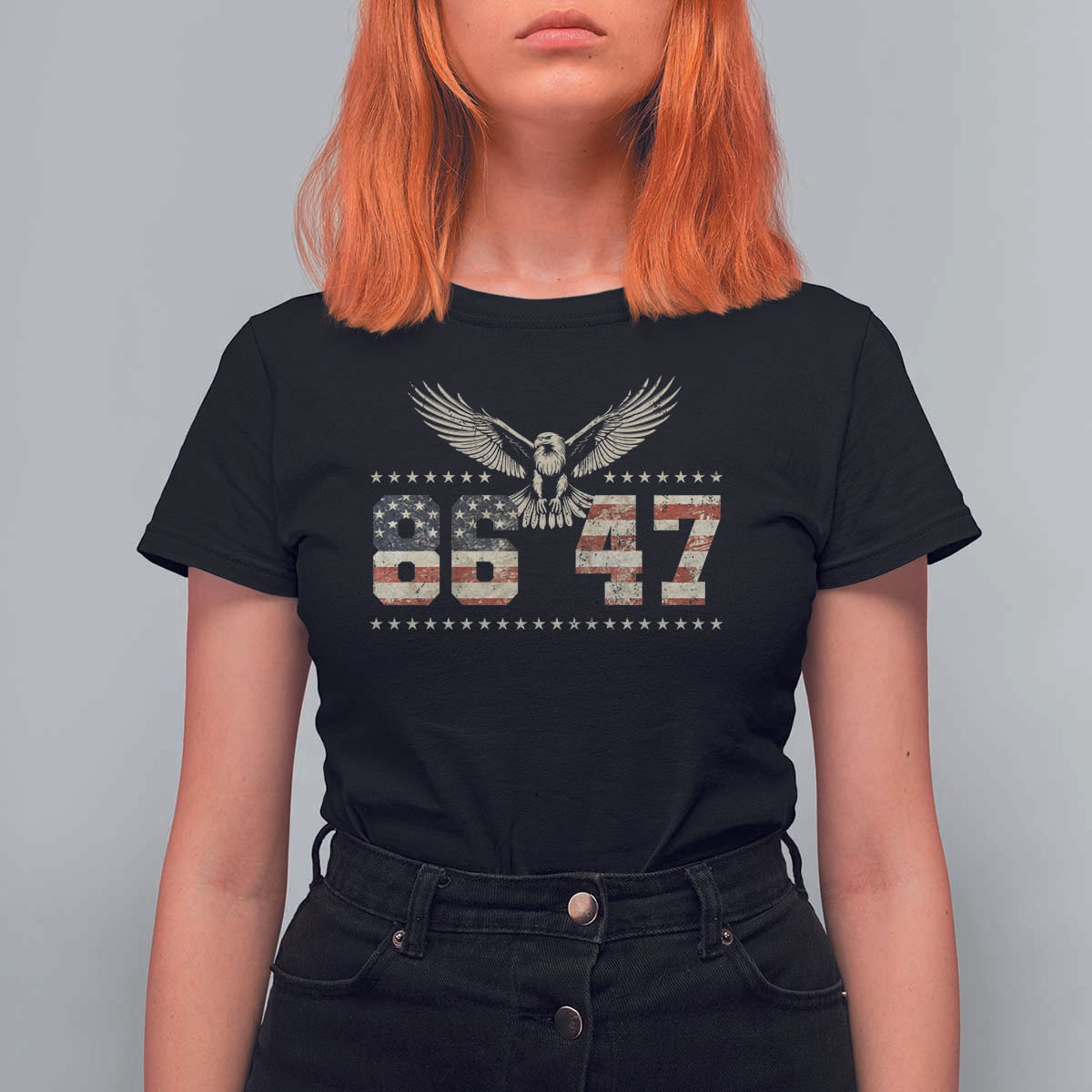 Funny Vintage 86 47 T Shirt For Women Eagle Vintage American Flag
