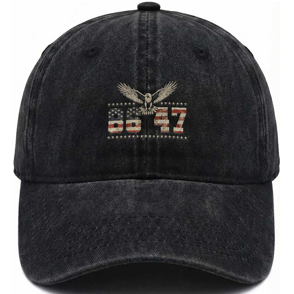 Funny Vintage 86 47 Washed Cotton Baseball Cap Eagle Vintage American Flag