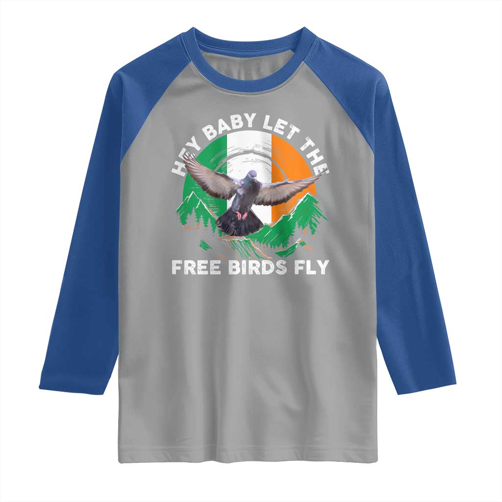 Irish Pride Raglan Shirt Hey Baby Let The Free Birds Fly Ireland Flag