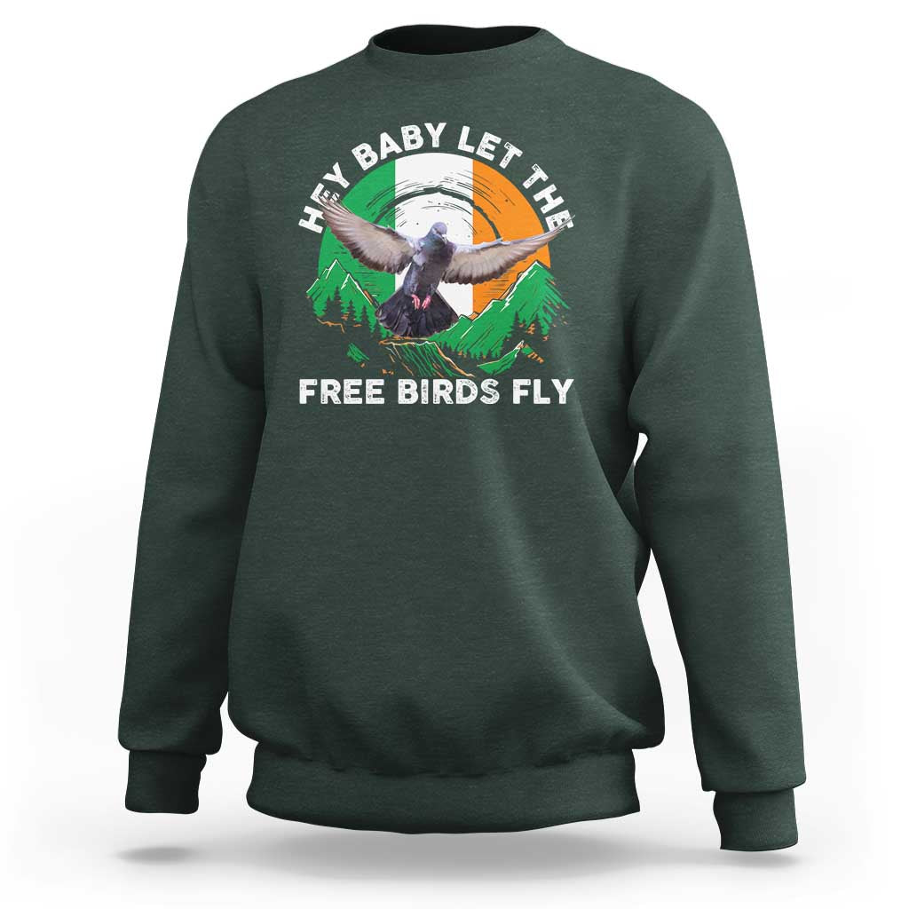 Irish Pride Sweatshirt Hey Baby Let The Free Birds Fly Ireland Flag
