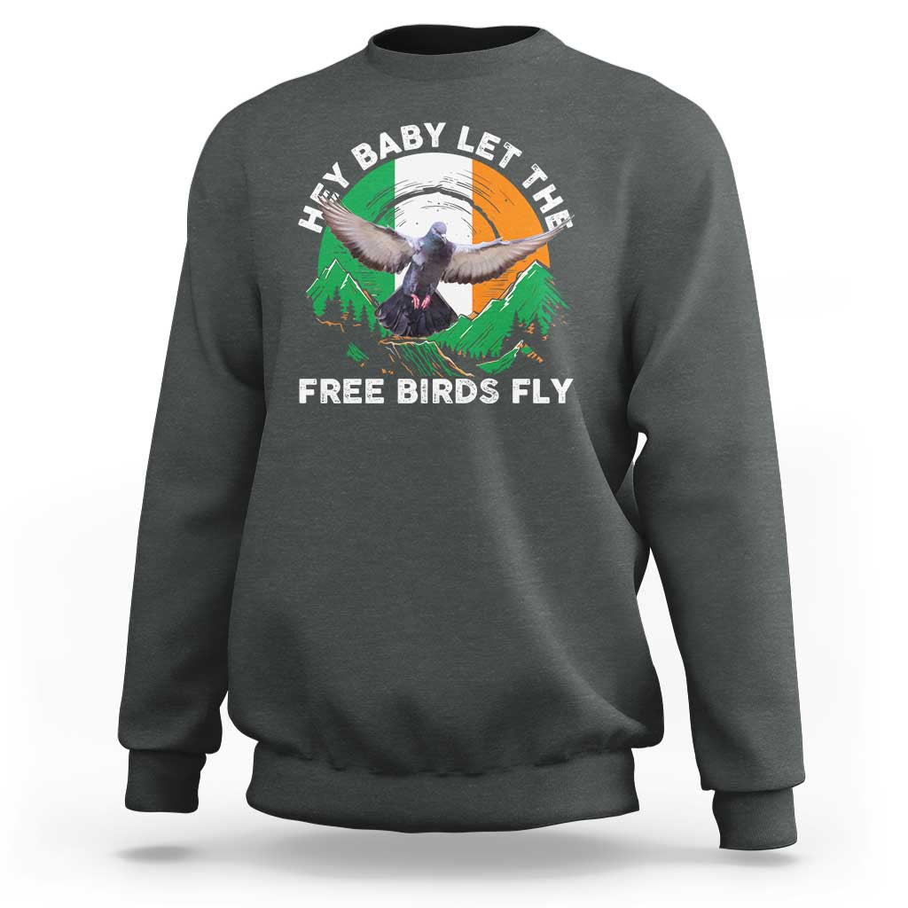 Irish Pride Sweatshirt Hey Baby Let The Free Birds Fly Ireland Flag