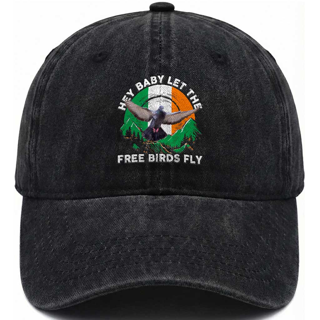 Irish Pride Washed Cotton Baseball Cap Hey Baby Let The Free Birds Fly Ireland Flag