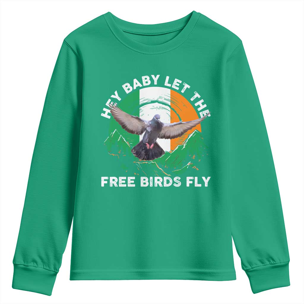 Irish Pride Youth Sweatshirt Hey Baby Let The Free Birds Fly Ireland Flag