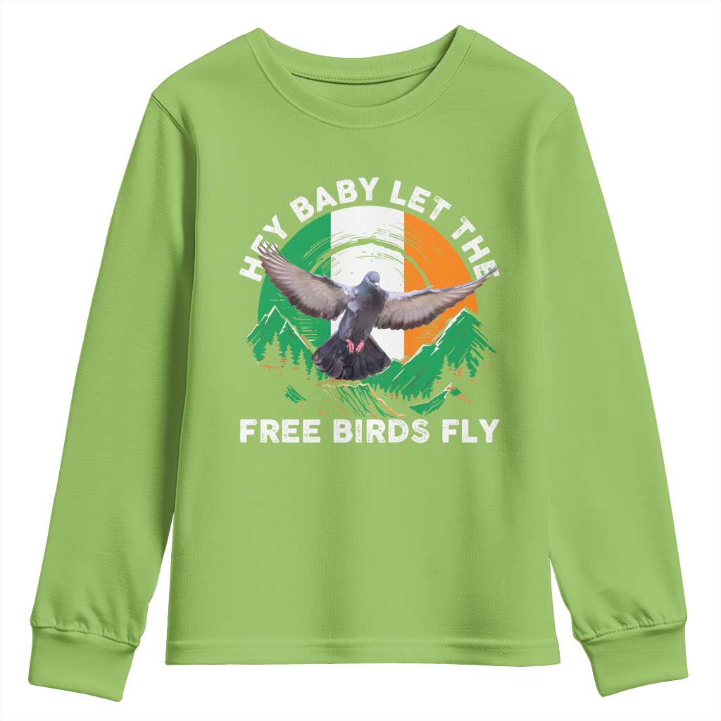 Irish Pride Youth Sweatshirt Hey Baby Let The Free Birds Fly Ireland Flag