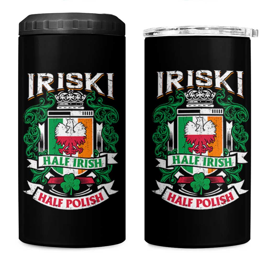 Iriski Half Irish Half Polish 4 in 1 Can Cooler Tumbler Polish St Patricks Day Eagle