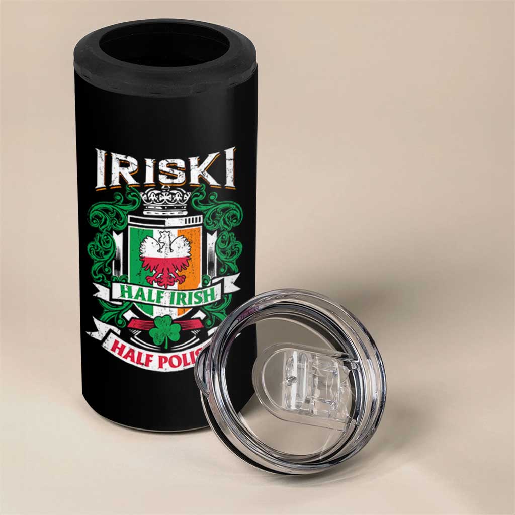 Iriski Half Irish Half Polish 4 in 1 Can Cooler Tumbler Polish St Patricks Day Eagle