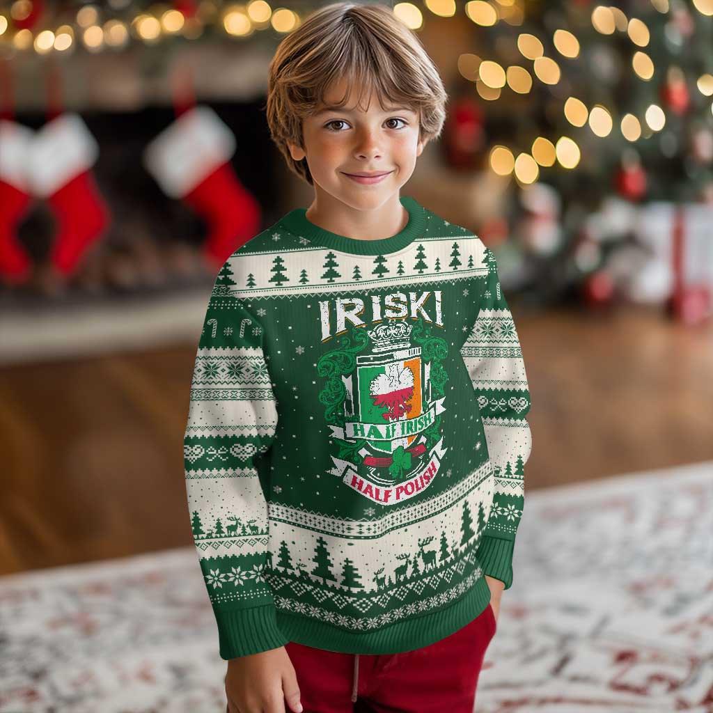 Iriski Half Irish Half Polish Ugly Christmas Sweater Polish St Patricks Day Eagle - Wonder Print Shop