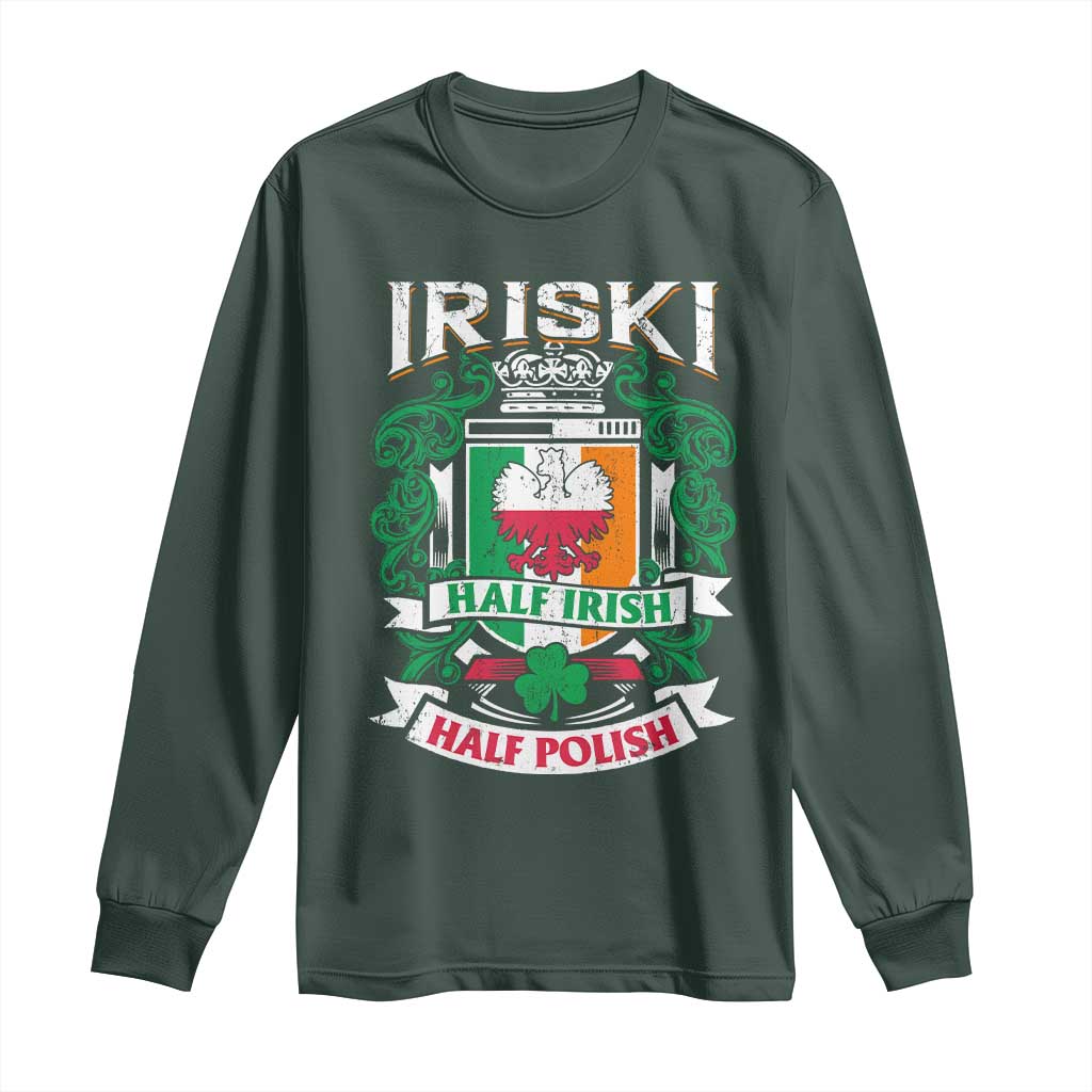 Iriski Half Irish Half Polish Long Sleeve Shirt Polish St Patricks Day Eagle