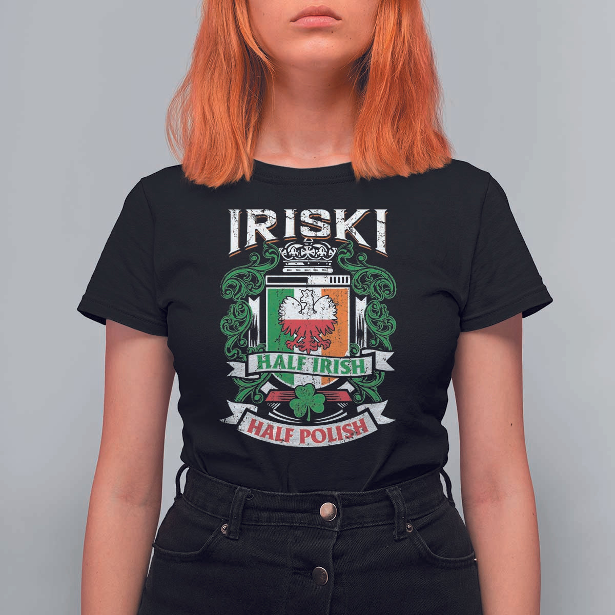 Iriski Half Irish Half Polish T Shirt For Women Polish St Patricks Day Eagle