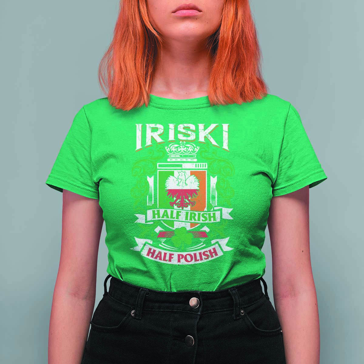 Iriski Half Irish Half Polish T Shirt For Women Polish St Patricks Day Eagle