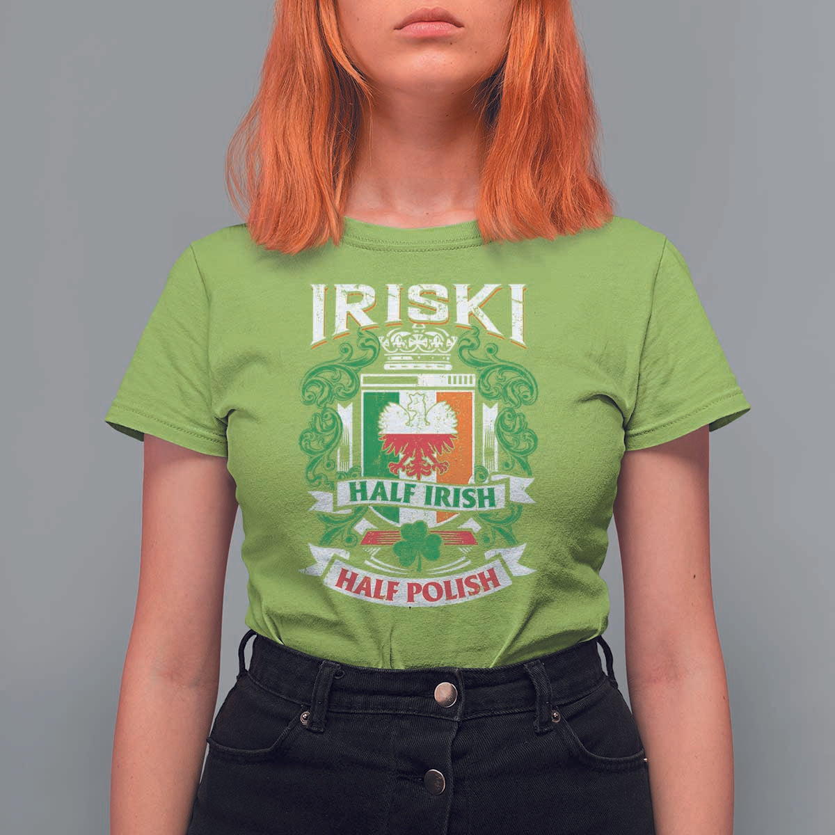 Iriski Half Irish Half Polish T Shirt For Women Polish St Patricks Day Eagle