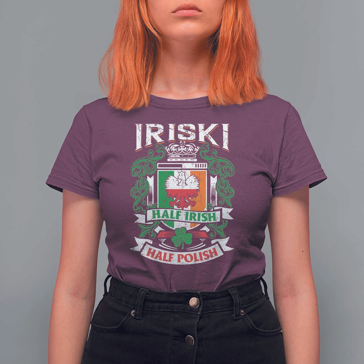 Iriski Half Irish Half Polish T Shirt For Women Polish St Patricks Day Eagle