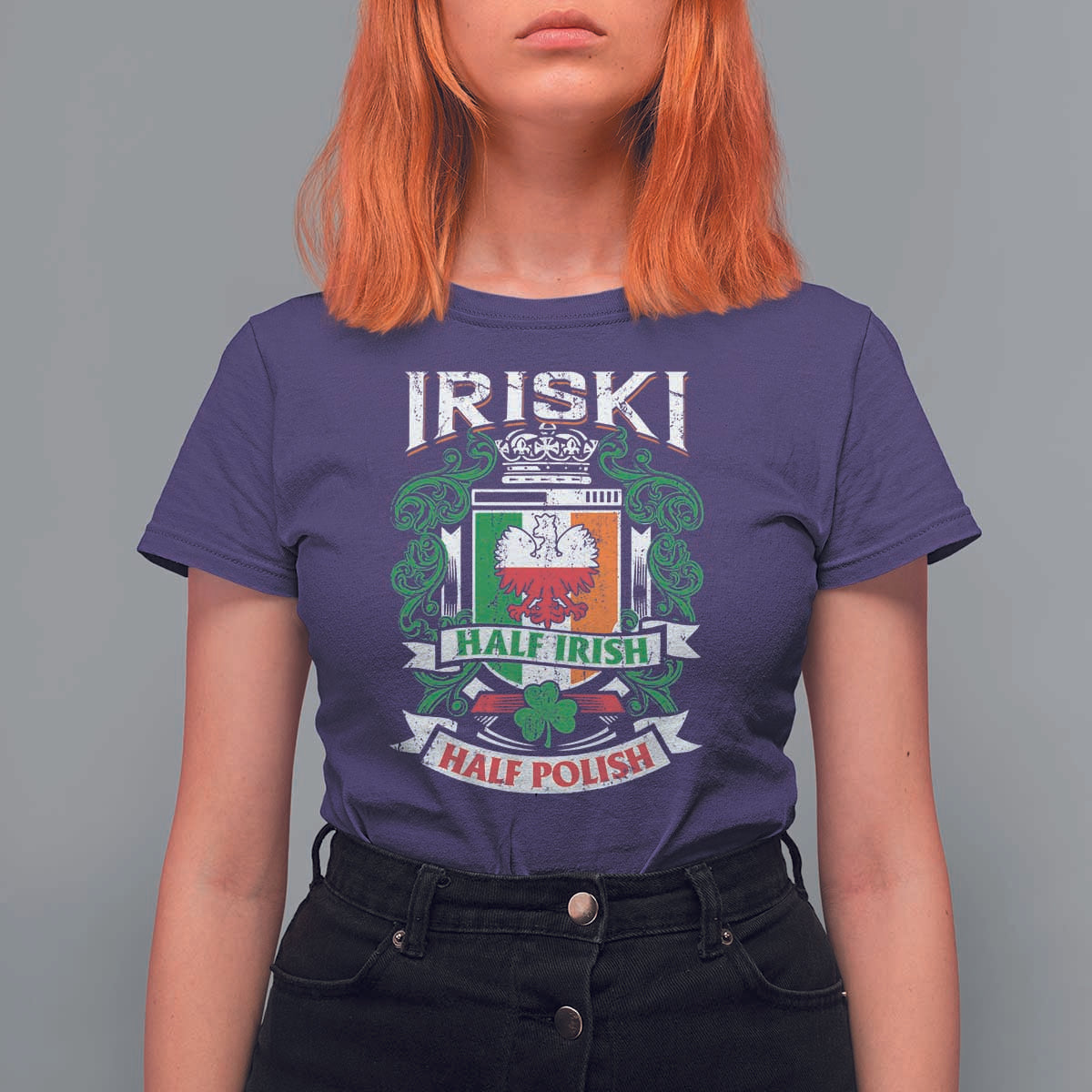 Iriski Half Irish Half Polish T Shirt For Women Polish St Patricks Day Eagle