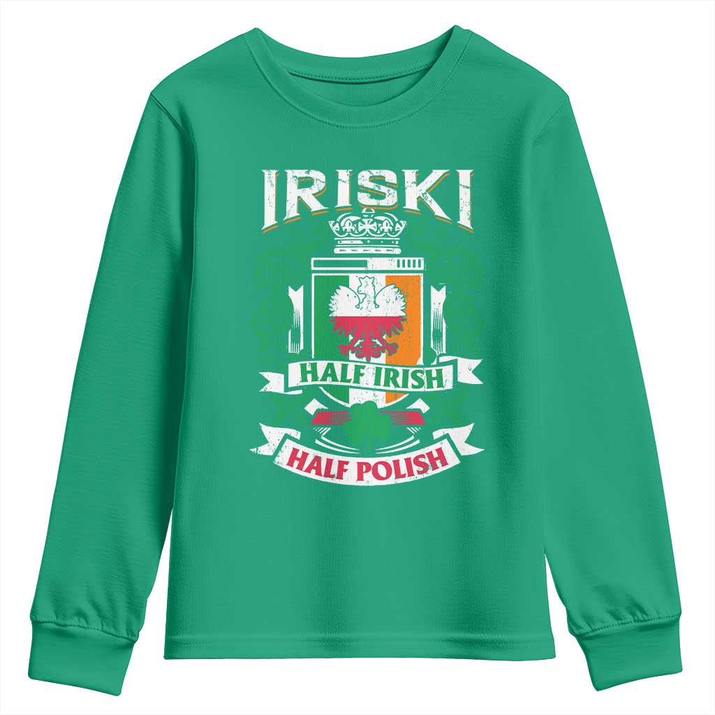 Iriski Half Irish Half Polish Youth Sweatshirt Polish St Patricks Day Eagle