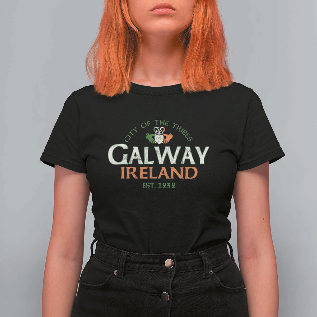 Claddagh Galway Ireland T Shirt For Women City Of The Tribes Est 1232