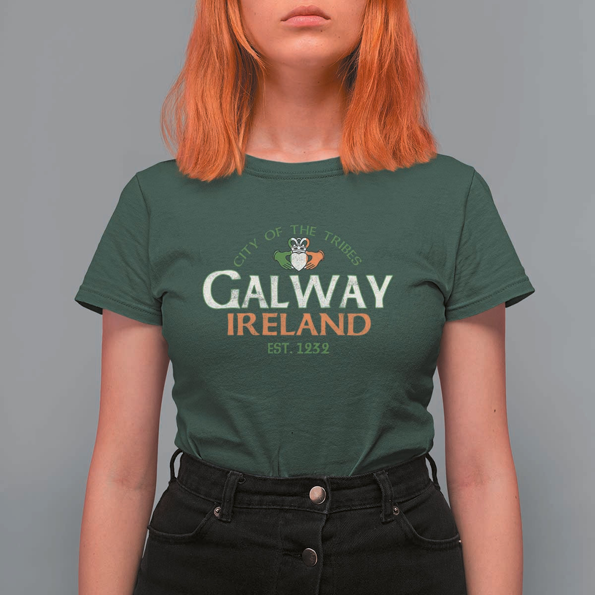 Claddagh Galway Ireland T Shirt For Women City Of The Tribes Est 1232