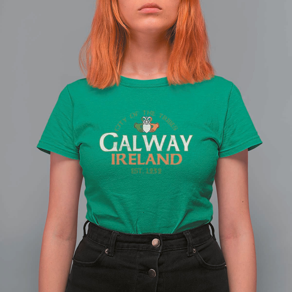 Claddagh Galway Ireland T Shirt For Women City Of The Tribes Est 1232
