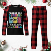 Funny Easter Forget The Bunnies I Am Chasing Hunnies Plaid Pajama Set