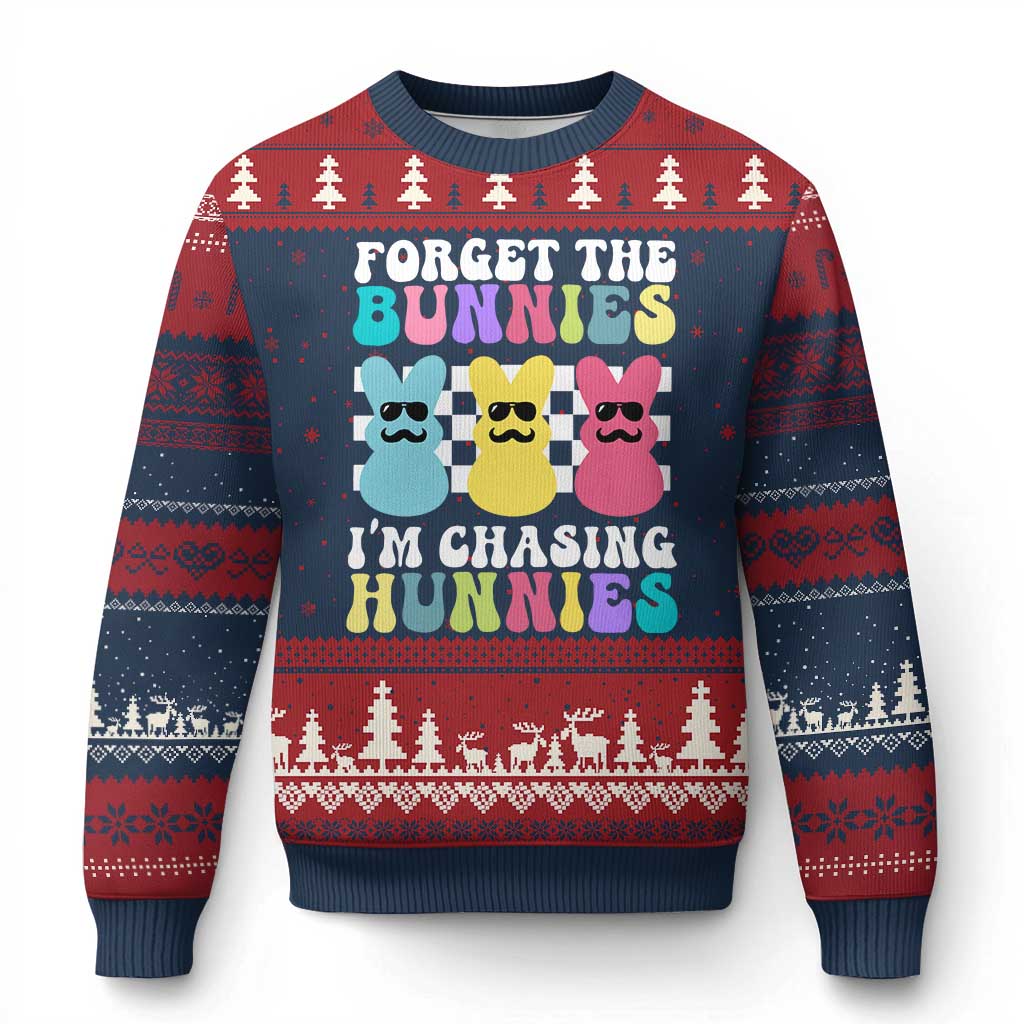Funny Easter Forget The Bunnies I Am Chasing Hunnies Ugly Christmas Sweater